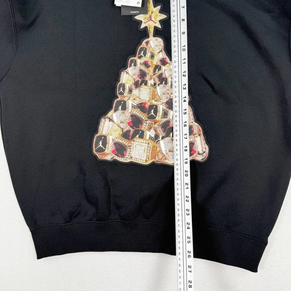 Jordan Tree Of Rings Crew Neck Sweatshirt Size M Mens Black HV1874-010